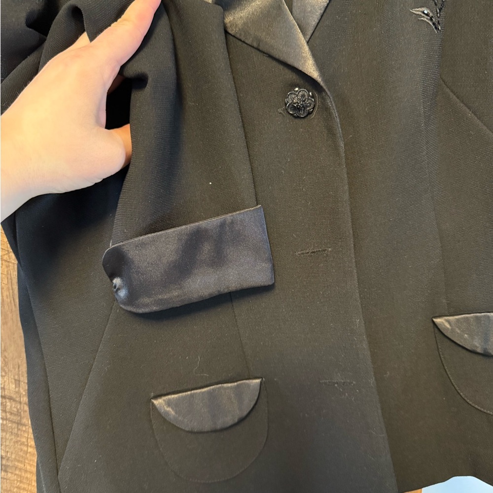 Black Blazer with Satin Accents